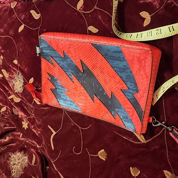 CIRCUS BY SAM EDELMAN Lightning Bolt Faux Reptile Clutch Wristlet NWOT! - Picture 9 of 9